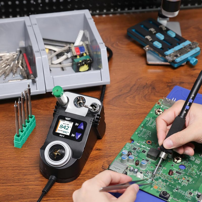 WeP 982-V Micro Soldering kit with 5 C245 Soldering Iron Tips, Temperature Control, Sleep Mode, Auto Shutdown and LCD Display - Image 2